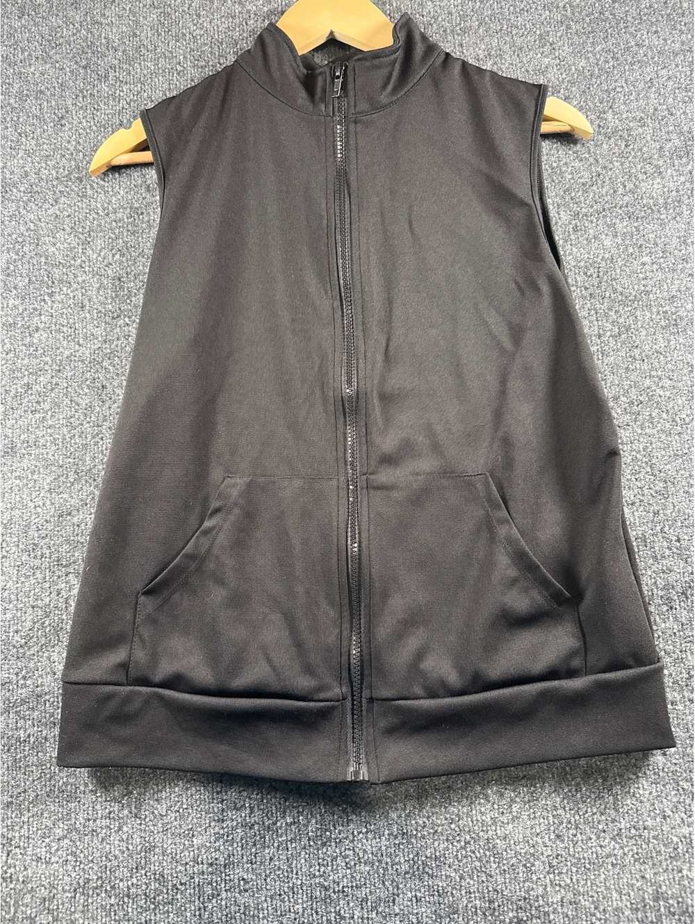 SHEIN Womens Small Black Sleeveless Full Zip Long Vest Tunic Hoodie